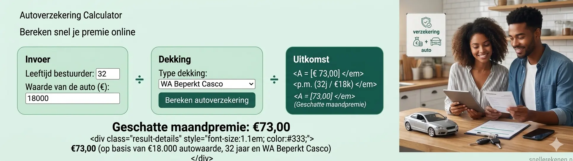 autoverzekering berekenen premie auto verzekering calculator