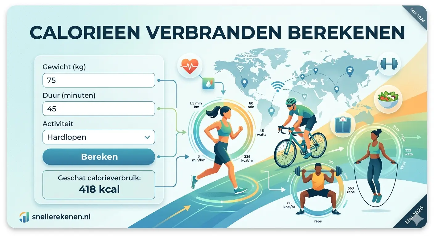 calorieen verbranden berekenen sporten wandelen hardlopen fitness calculator