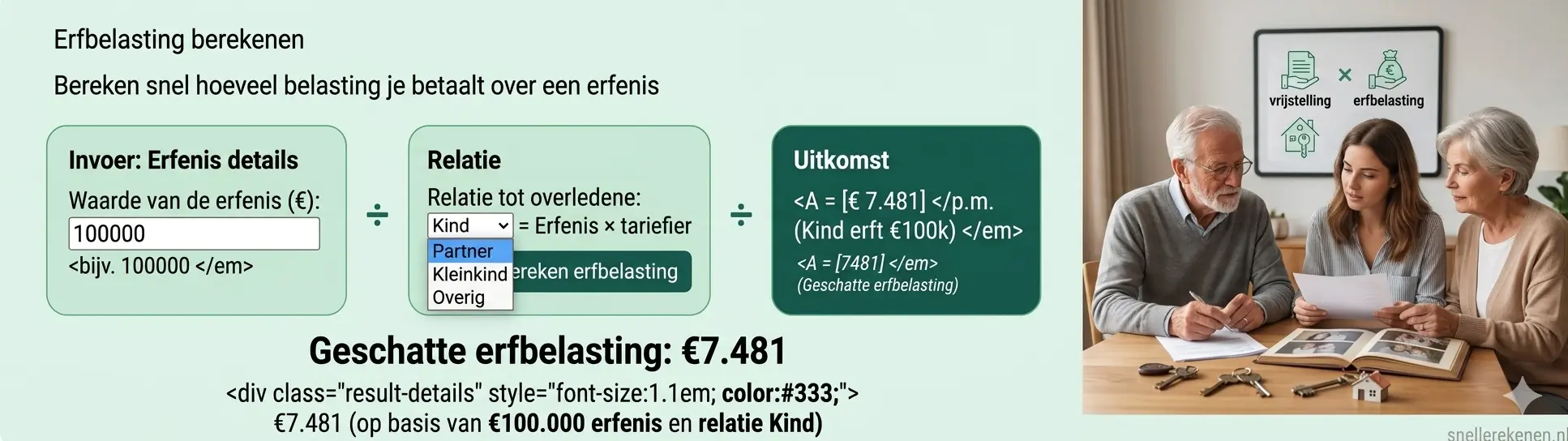 erfbelasting berekenen erfenis belasting calculator