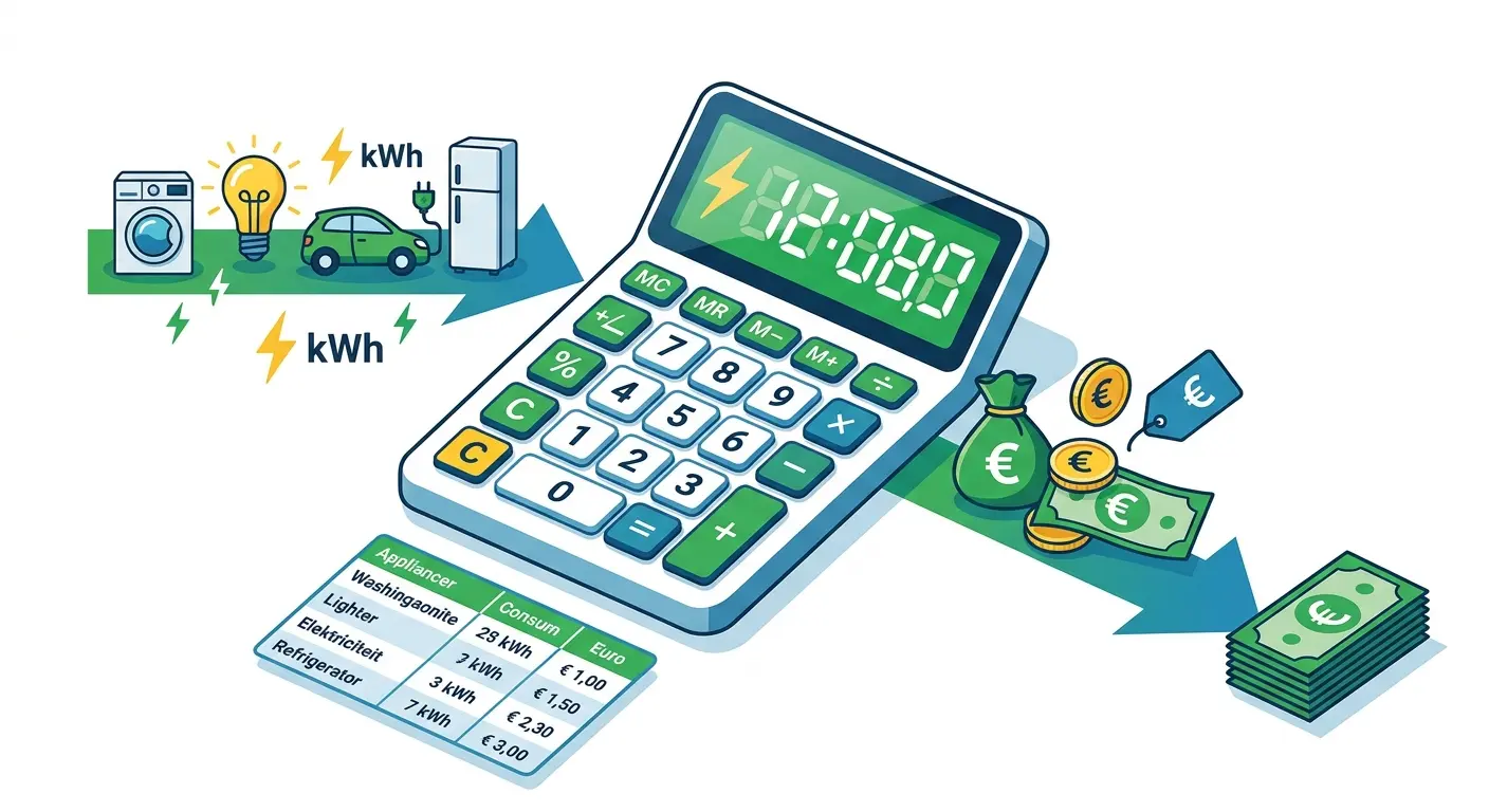 kwh naar euro stroomverbruik elektriciteit kosten calculator