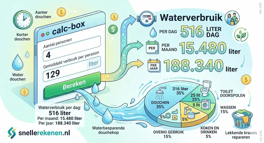 waterverbruik berekenen huishouden drinkwater kosten calculator