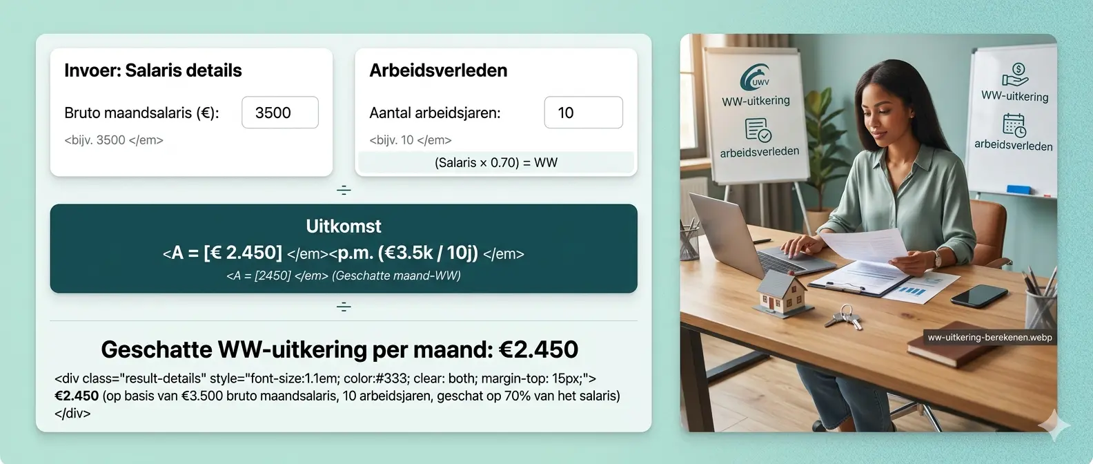 ww-uitkering berekenen werkloosheidsuitkering salaris calculator