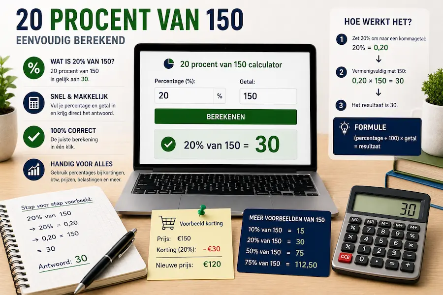 20 procent van 150 calculator