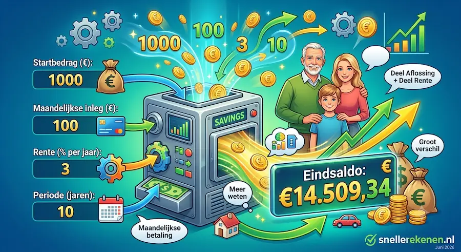 Spaargeld berekenen calculator met rente en maandelijkse inleg