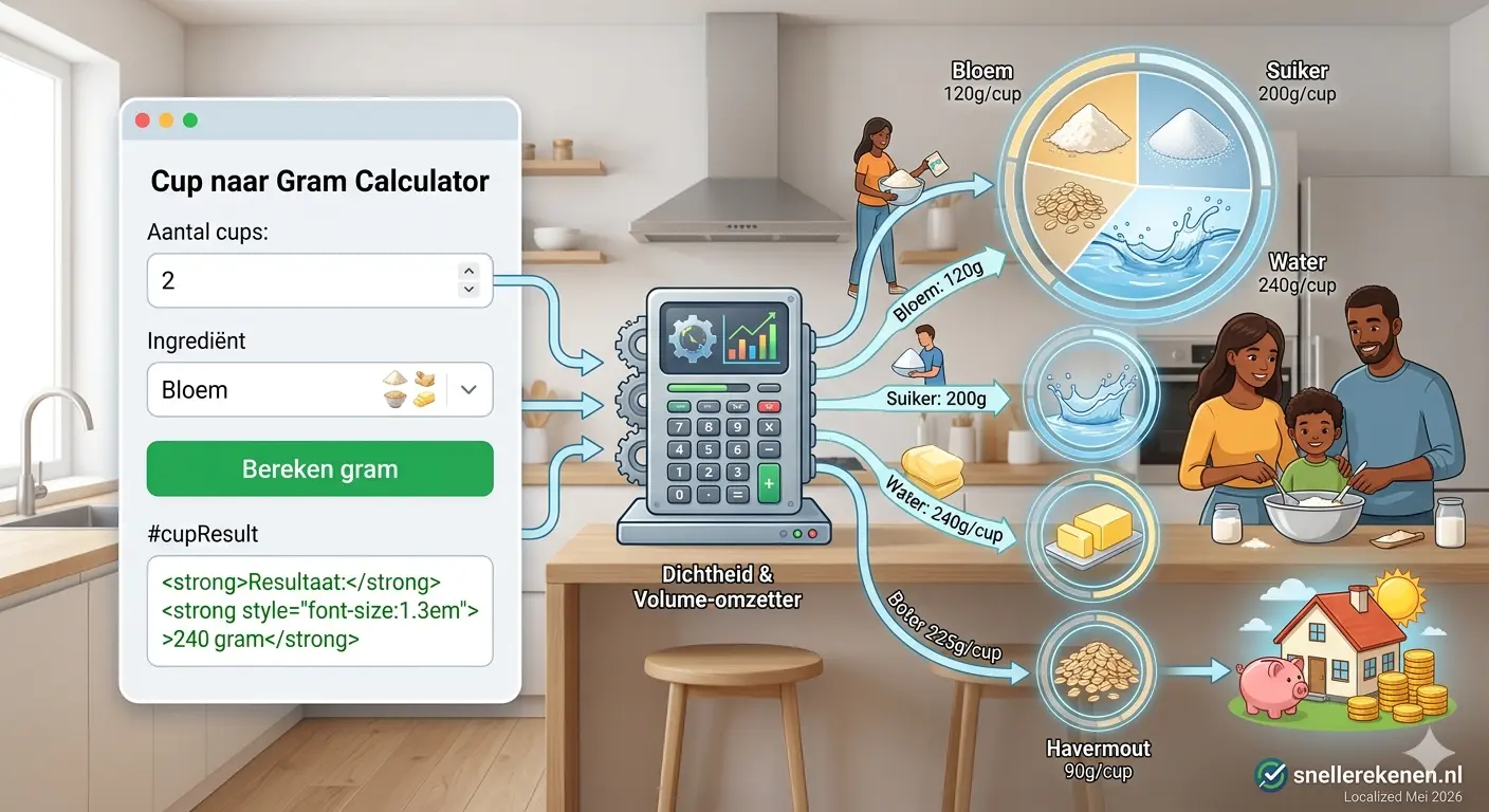 cup naar gram omrekenen keuken recepten ingrediënten calculator
