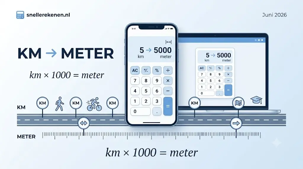 km naar meter calculator omrekenen