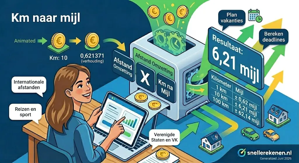 km naar mijl