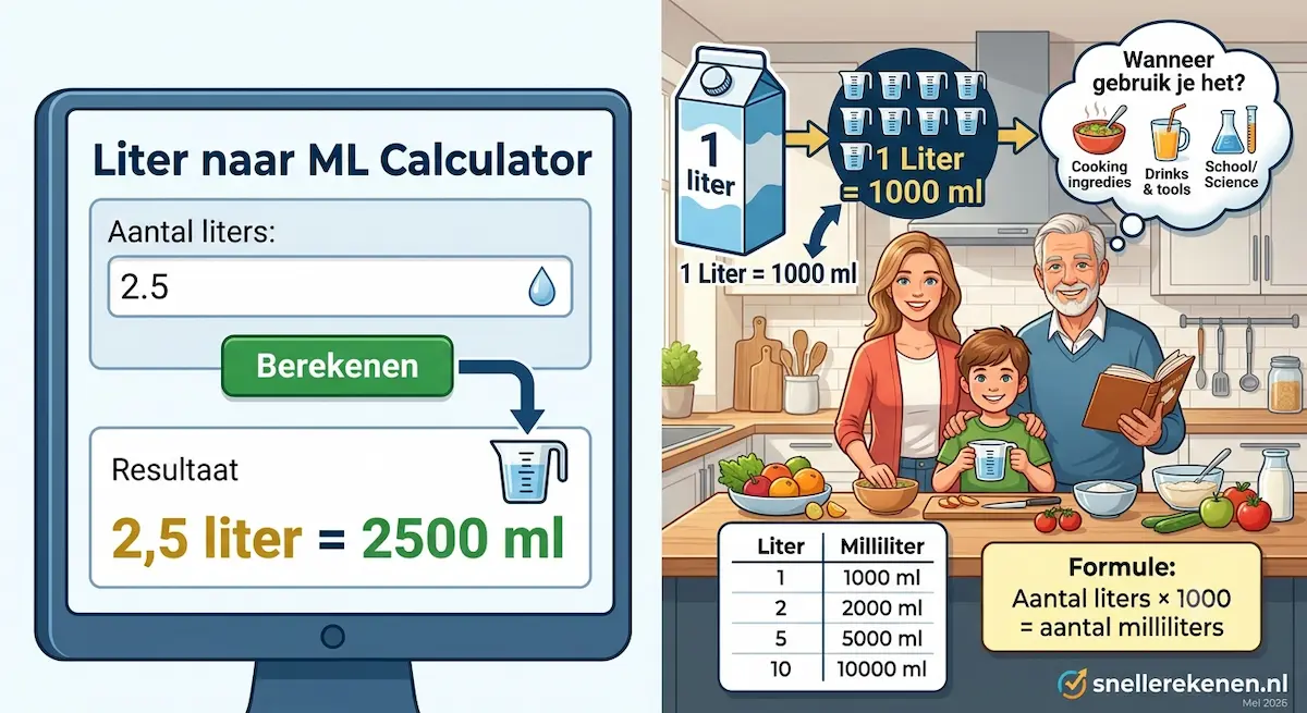 liter naar ml calculator