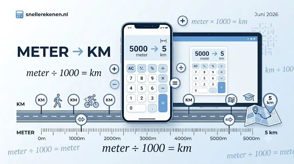 meter naar km calculator omrekenen