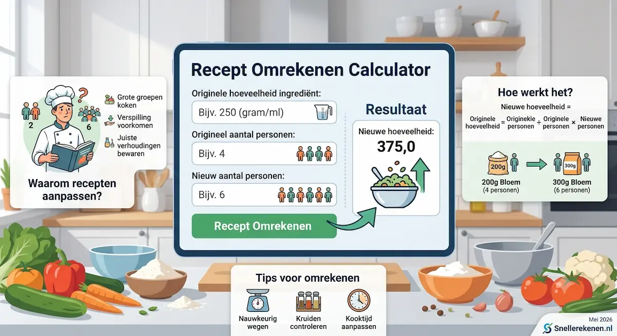 recept omrekenen ingrediënten hoeveelheden personen keuken calculator